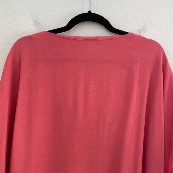 Madewell Womens Plus 3X V Neck Button Up Dress Rose Pink Short Sleeve - Picture 9 of 9